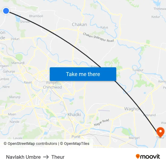 Navlakh Umbre to Theur map