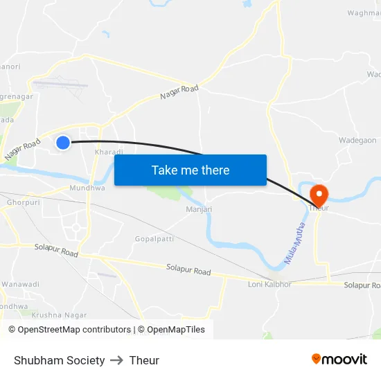 Shubham Society to Theur map