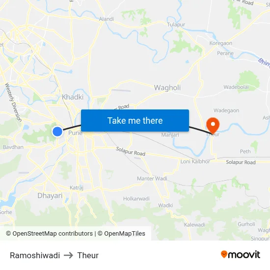 Ramoshiwadi to Theur map