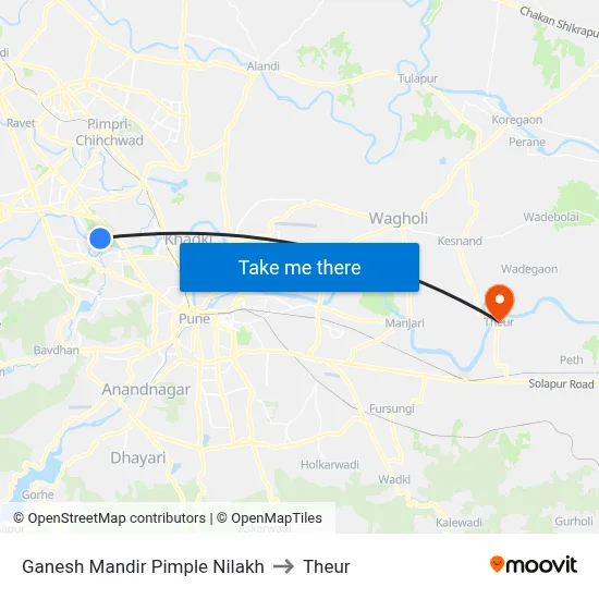 Ganesh Mandir Pimple Nilakh to Theur map