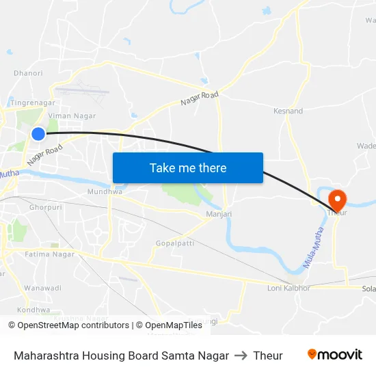 Maharashtra Housing Board Samta Nagar to Theur map