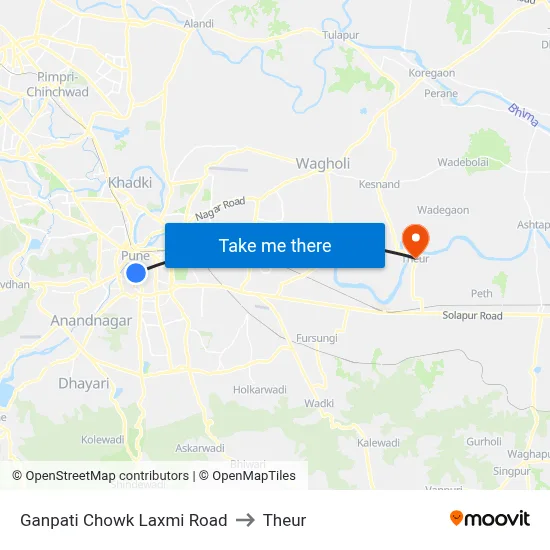 Ganpati Chowk Laxmi Road to Theur map