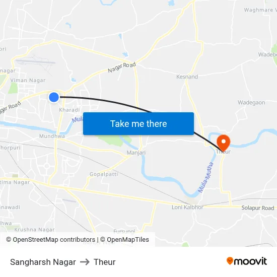 Sangharsh Nagar to Theur map