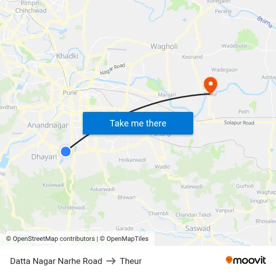 Datta Nagar Narhe Road to Theur map