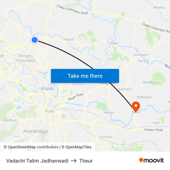Vadachi Talim Jadhavwadi to Theur map