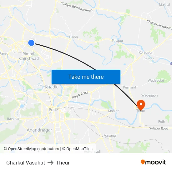 Gharkul Vasahat to Theur map