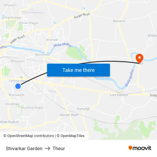 Shivarkar Garden to Theur map
