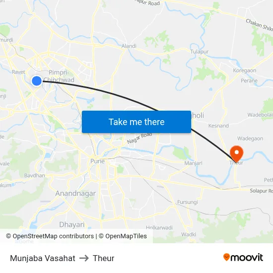 Munjaba Vasahat to Theur map