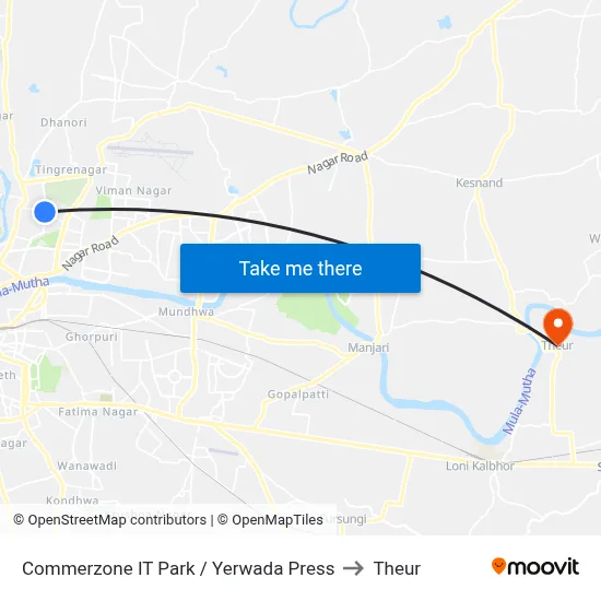 Commerzone IT Park / Yerwada Press to Theur map