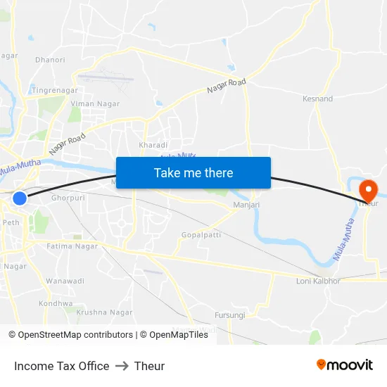 Income Tax Office to Theur map