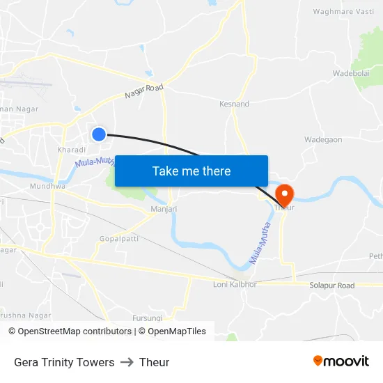 Gera Trinity Towers to Theur map