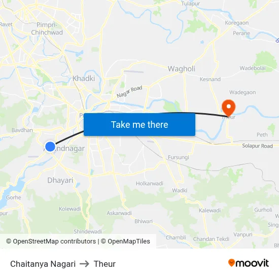 Chaitanya Nagari to Theur map