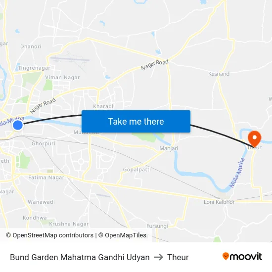 Bund Garden Mahatma Gandhi Udyan to Theur map