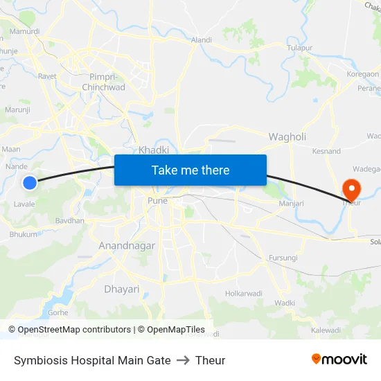 Symbiosis Hospital Main Gate to Theur map