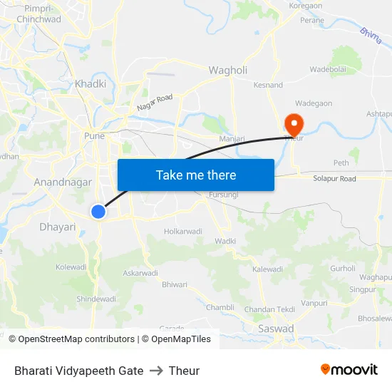 Bharati Vidyapeeth Gate to Theur map