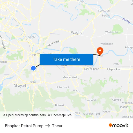 Bhapkar Petrol Pump to Theur map
