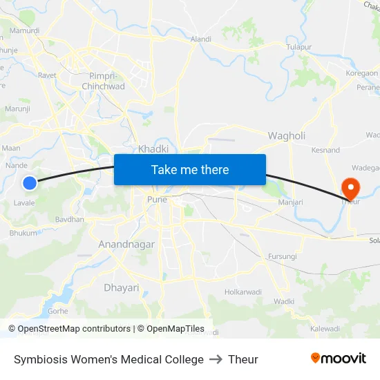 Symbiosis Women's Medical College to Theur map