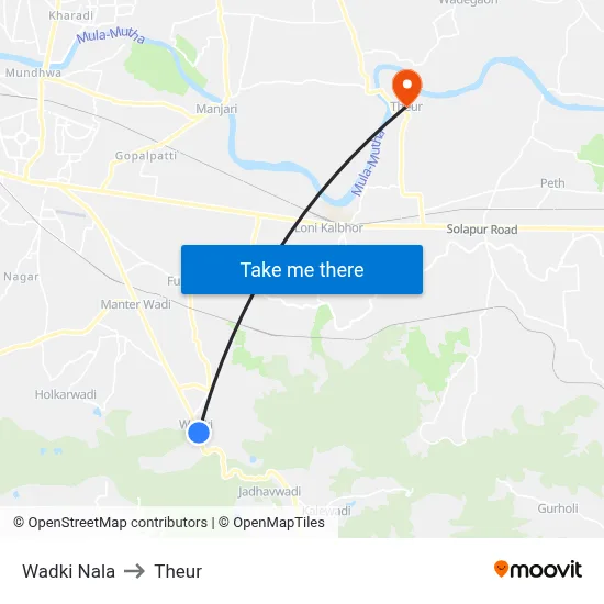 Wadki Nala to Theur map