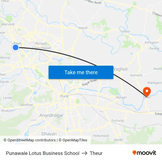 Punawale Lotus Business School to Theur map