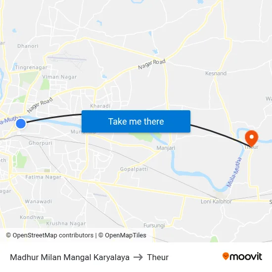 Madhur Milan Mangal Karyalaya to Theur map