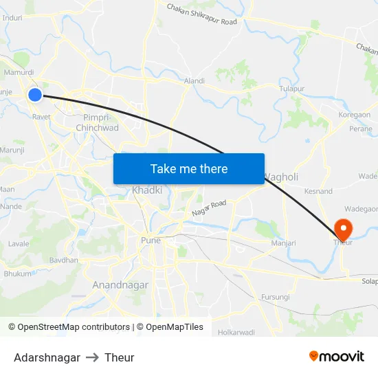 Adarshnagar to Theur map