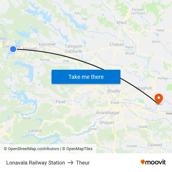Lonavala Railway Station to Theur map