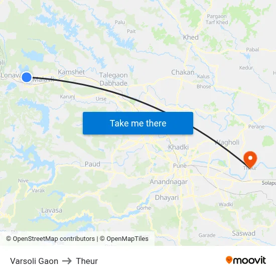 Varsoli Gaon to Theur map