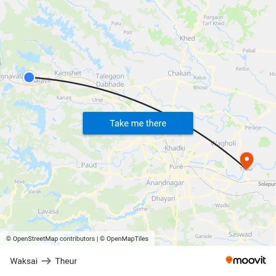 Waksai to Theur map