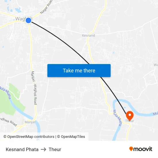 Wagholi Kesnand Phata to Theur map
