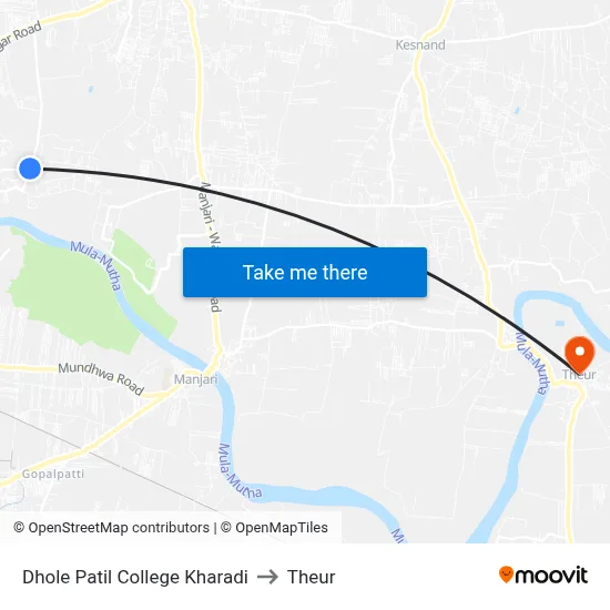 Dhole Patil College to Theur map