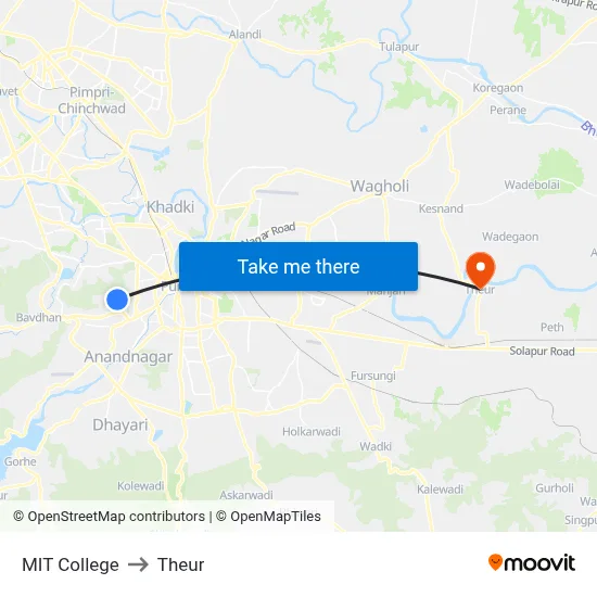 MIT College to Theur map