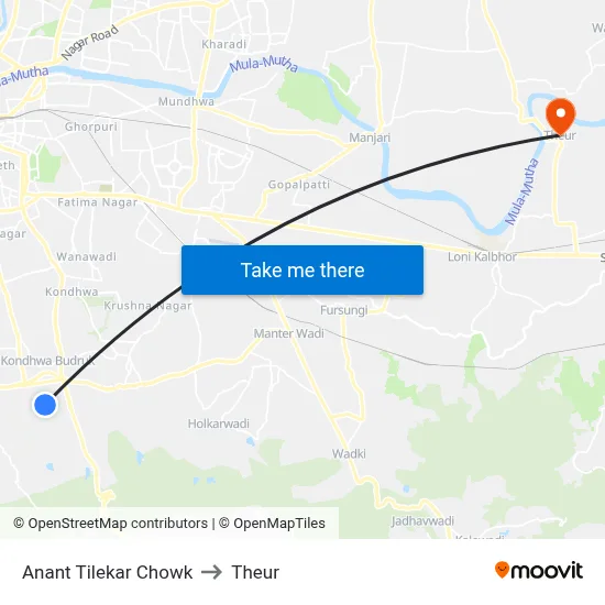 Anant Tilekar Chowk to Theur map