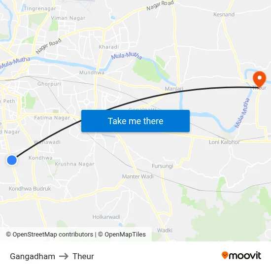 Gangadham to Theur map