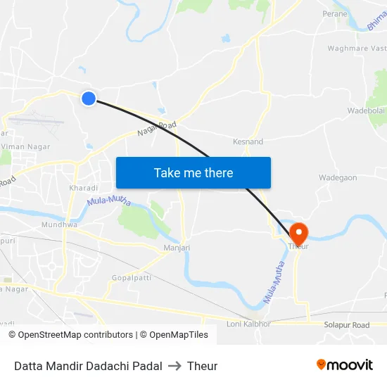 Datta Mandir Dadachi Padal to Theur map