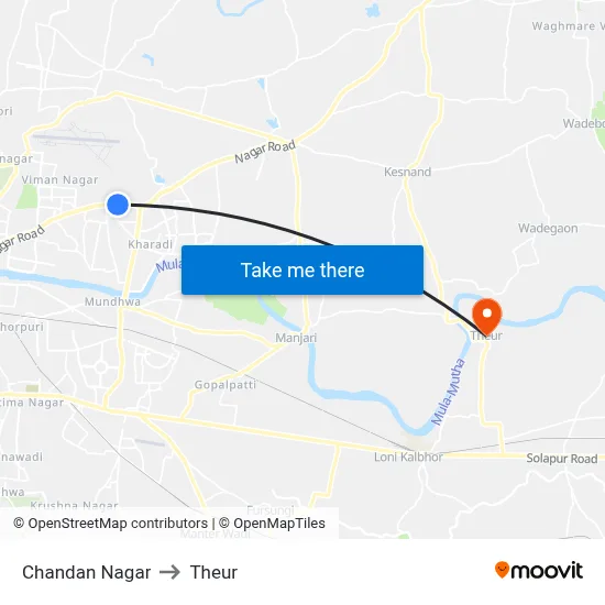 Chandan Nagar to Theur map