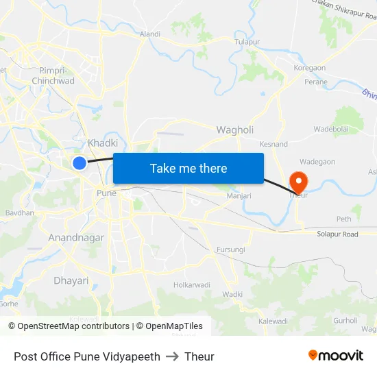 Post Office Pune Vidyapeeth to Theur map