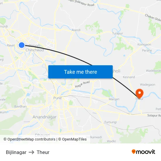 Bijlinagar to Theur map
