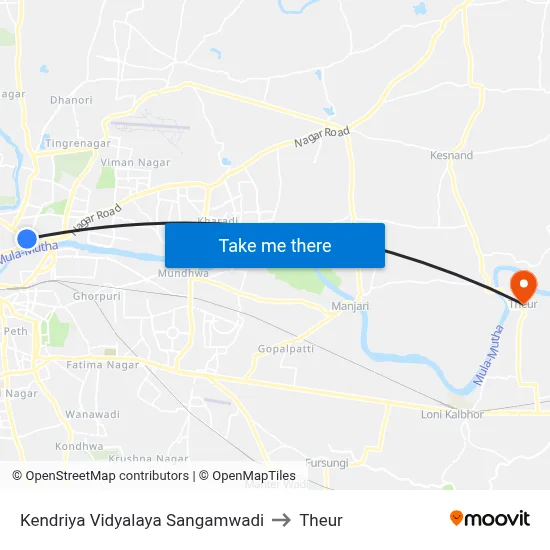 Kendriya Vidyalaya Sangamwadi to Theur map