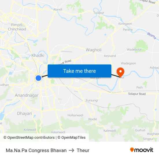 Ma.Na.Pa Congress Bhavan to Theur map