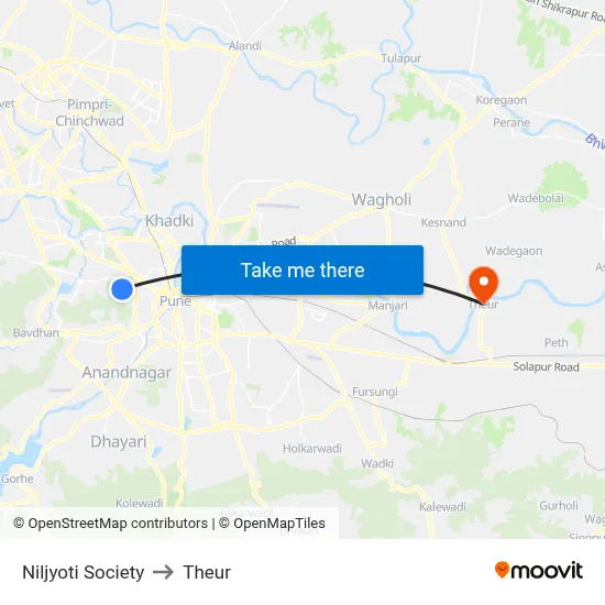 Niljyoti Society to Theur map
