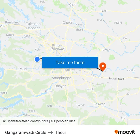 Gangaramwadi Circle to Theur map
