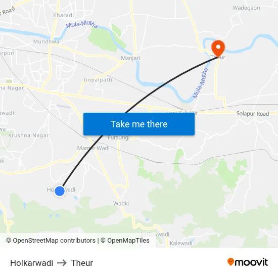 Holkarwadi to Theur map