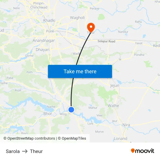 Sarola to Theur map
