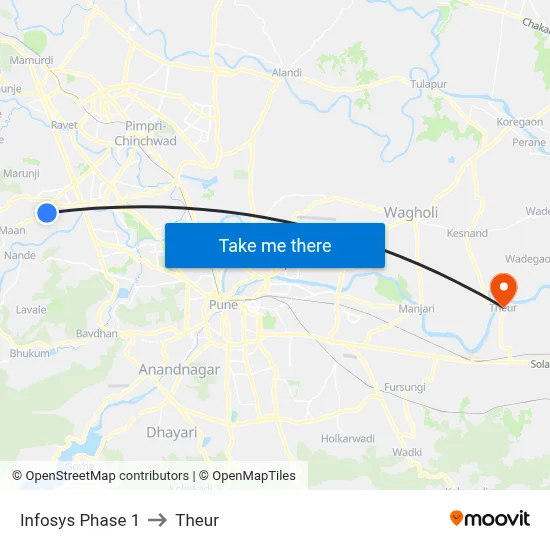 Infosys Phase 1 to Theur map