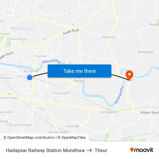 Hadapsar Railway Station Mundhwa to Theur map