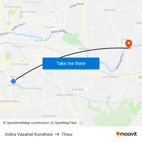 Indira Vasahat Kondhwa to Theur map