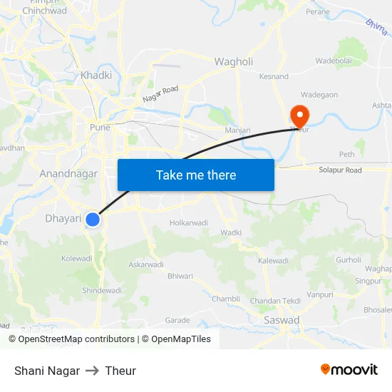 Shani Nagar to Theur map