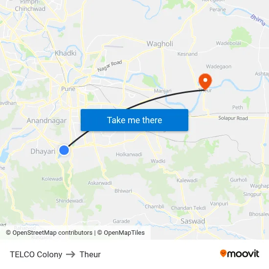 TELCO Colony to Theur map
