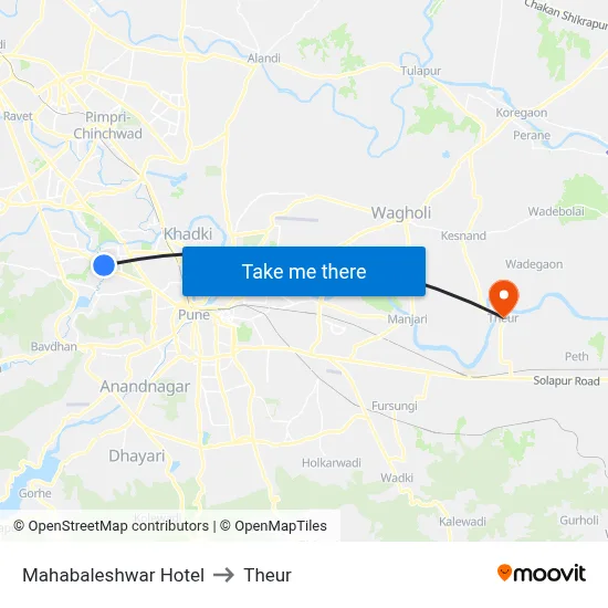 Mahabaleshwar Hotel to Theur map