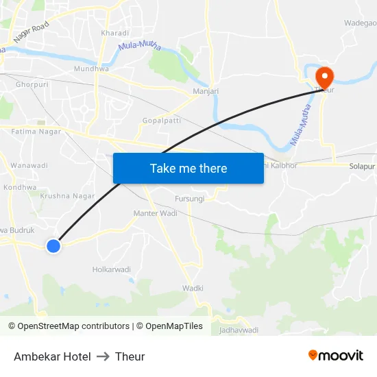 Ambekar Hotel to Theur map